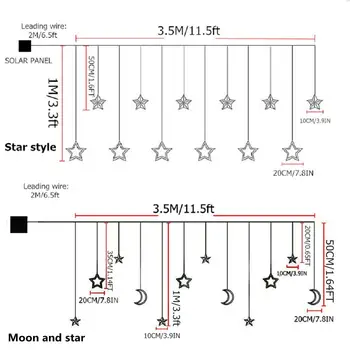 Saules Vainags Āra Saules Dārza Gaismas LED String Gaismas Moon Star Ārpus Ziemassvētku Rotājumi Gaismas Saules Lampas