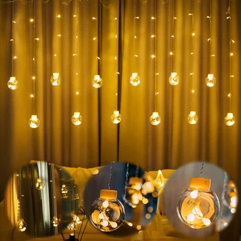 LED vara stieple 2,5 M aizkaru lampa 220v ES plug string gaismas pasaku apgaismojums āra kāzas, Ziemassvētku noformējums, kas Vēlas bumbu