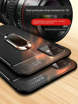 Samsung Galaxy A71 5G Gadījumā Litchee Ādas Modelis Lietu Vāku Samsung Galaxy A71 A51 Aizmugurējo Vāciņu Magnēts Automašīnas Turētājs Virvi