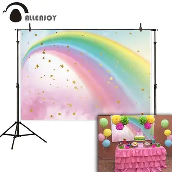 Allenjoy Dzimšanas Dienu Fotogrāfija Fona Rainbow Star Pasaka, Baby Dušas Kristības Backdrops Photozone Photophone Foto Studija