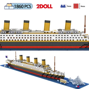 Creator Mini RMS Titānika Kuģa 3D Modeli, Celtniecības Bloki, Mikro Laivu DIY Apkopot 1860Pcs Ķieģeļi Izglītības Rotaļlietas Bērniem Dāvanas