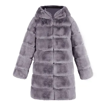 Sieviešu Modes Luksusa Mākslīgās Kažokādas Mētelis Kapuci Rudenī, Ziemā Silts Mētelis sieviešu dūnu jaka ziemas 2020