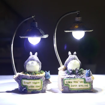 Karikatūra Totoro LED Nakts Gaisma Radošo Sveķu Nightlight Zakka Gudrs Totoro ar Rokām darināti Galda Lampa, Mācību Telpa, kas Darbvirsmas Apdare
