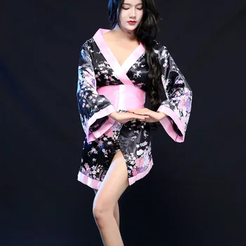 Sieviete Japāņu Kimono Stila Sleepwear V-veida kakla Sexy Kostīmi Yukata Kleita Geišas Meitenes Īsās Zaudēt Naktskrekls Peldēšanās Tērpu Kleita