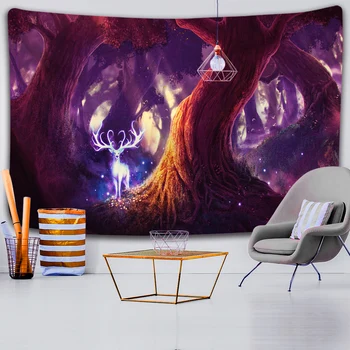 Fantasy Art Acis Krāsains Elk Mystic Totem Gobelēns Galdauts Bohemian Bed Cover Jogas Paklājiņš Guļamistaba Dekorēšana 2021
