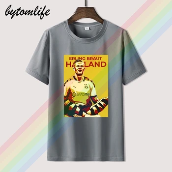 Erling Haaland Svinības T-krekls Vasaras Drukāt Black Tautas Krekls, Kokvilnas t-veida Pārsteidzošs Īsām Piedurknēm Unikālo Vīriešu Tops