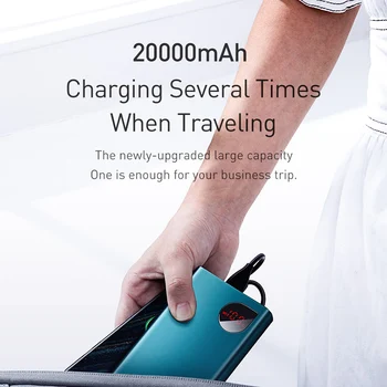 Baseus 20000mAh Power Bank Universālā Ātri Uzlādēt 3.0 Mobilo Powerbank Portable Akumulatora Lādētājs Huawei Xiaomi iPhone, Samsung