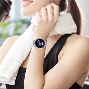 LIGE Jaunu Luksusa modes sievietes smart skatīties Apaļa Ekrāna smartwatch Meiteni Sirds ritma monitors Sporta ūdensizturīgs reloj inteligente