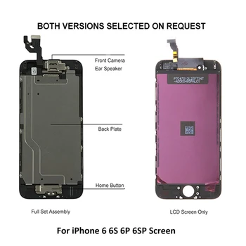Pilns Komplekts LCD Montāža iPhone 6P 6S Plus Displejs Digtizer skārienekrāns ar Sākuma Taustiņš Priekšējā Kamera Klausules Skaļrunis A1687