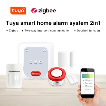 Tuya App GSM+WiFi Zigbee Smart Home Bezvadu pretaizdzīšanas Signalizācijas Sistēma Mobile Remote Balss Vadība Atbalsta Alexa Goolge Assitant