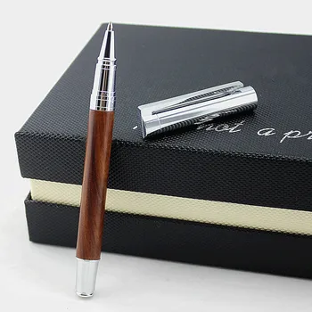 Dāvanu kastē, kas Koka Rollerball Pildspalva melna 0.5 mm Tintes Pildspalvu Nib Kancelejas preces, Biroja, skolas piederumi Lodīšu Pildspalva Rullīšu Ādas zīmuli soma