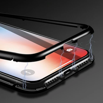 Metāla Magnētiskās Gadījumā Par Apple iPhone 6 Buferi Gadījumā 6Plus 8Plus Stikla Vāks Bruņas iPhone8 Lietā Par iPhone X Buferi Gadījumā iPhonex