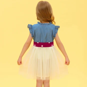 VIŅŠ Sveiki Baudīt Toddler Meitenes Vasaras Kleitas 2020. Gadam, kas Peld ar Piedurknēm Džinsa Loku Princese Kāzu Kleitu Bērniem, Apģērbs Bērniem, Apģērbs
