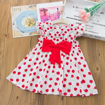 40# Toddler Kids Bērnu Apģērbu Meitenēm Gadījuma Bowknot Augļu Drukāt Meitenes Gadījuma Kleitas Puse Princese Apģērbs, Bērnu Komplekts