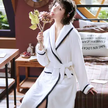 Sieviešu Drānās Sabiezēt Flaneļa Izdrukāt Pāris ar Vērtnes Mājas Maiga, Silta Sieviešu Brīvā laika Šiks Peldmēteļi Lounge Kimono Vienkārši Modes
