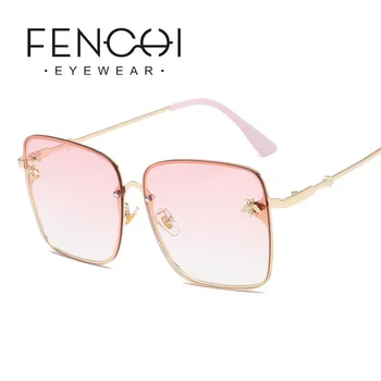 2019 Vintage Pink Lielizmēra Kvadrātveida Bišu Saulesbrilles Sievietēm, Vīriešiem Zonnebril Dames zilā gaisma pretbloķēšanas Brilles Vīriešiem Oculos Feminino