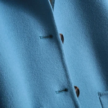 Īss Cietā Dubulto vilnas mētelis sievietēm 2020. gada rudens un ziemas vienotā krūtīm, savukārt apkakle ziemas jaka modes casaco feminino