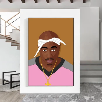 Tupac 2PAC Portrets Art Print Krāsošana Hip Hop Reperis Sienas Plakāti Dzīvojamās Istabas Sienas Mākslas Audekls Gleznošanai Dekoru Audekls Attēlu