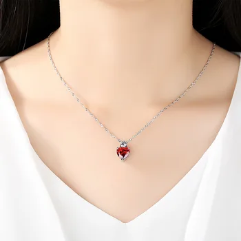 L 23 Sievietes Sarkana sirds granātābolu sarkanā kristāla zircon komplekts, kaklarota, modes auskari ziemassvētku dāvanu