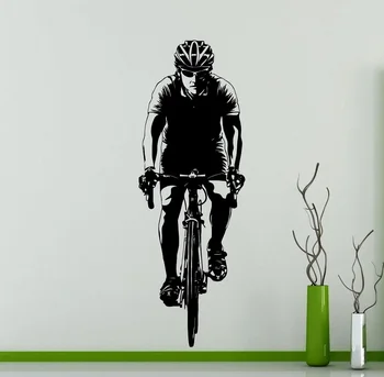 Ceļu velosipēds vinila sienas uzlīmes sportistu konkurenci, sienas uzlīmes, velosipēdu sportisti kopmītnē home art sienas decal 2CE4