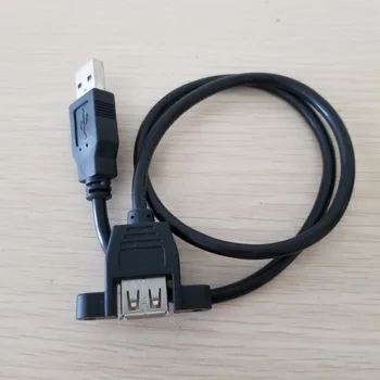 10pcs/daudz USB 2.0 Tipa Sieviešu un Vīriešu Pannel Stiprinājums ar Skrūvēm Datu pagarinātāja Vads 50cm Melns Rūpniecības Kontroles Šasijas