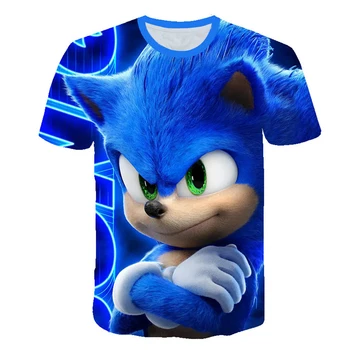2020. gada Vasaras T-krekls Sonic Ezis Ikdienas Īsās Piedurknes Karikatūra Bērnu 3d Zēni Meitenes Modes Elpojošs, Bērni, Drēbes, Krekli