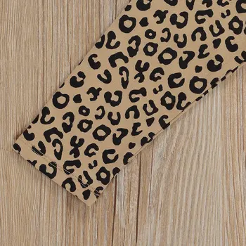 Leopard Rudens Ziemas Drēbes, Jaundzimušā bērna Meitene Modes Apģērbu Komplekts ar garām Piedurknēm Augšu un Garas Bikses Apģērbs Komplekts 1-6Y