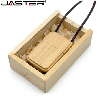 JASTER Klienta LOGO Siksniņa Koka nūja, + kaste, USB Flash Drive bambusa koka pendrive 8GB 16GB U diska fotogrāfijas kāzu dāvanu