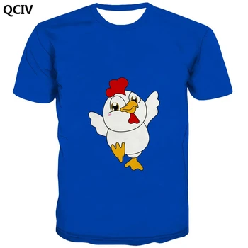 QCIV Zīmolu Dzīvnieku t krekls bērniem Vistas T-krekli 3d Jauki Tshirt Iespiests Zilā Tshirts Ikdienas bērnu Apģērbu Hip hop Jauno Slim