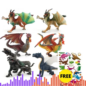 Rietumu Pūķis ar Trim galvām Pūķis Dinozaura Modelis Rotaļlietas Labāko Ziemassvētku un dzimšanas dienas Dāvana Bērniem Bērnu rotaļlietu Attēls Kolektīvo Rotaļlietas