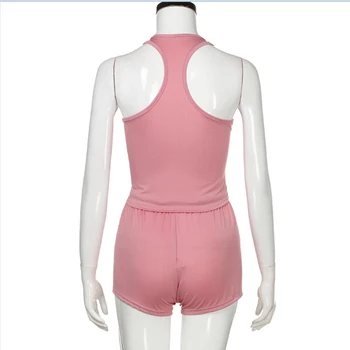 Vasaras 2020 Sievietēm Komplekti Vestes Fitnesa Treniņu Apģērbu Darbojas Vaļīgas Bikses, Uzvalks, Rozā Modes Kamzolis Sporta Tērps, divas gabals, kas