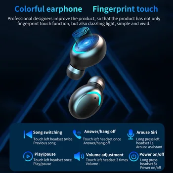 Tws Bezvadu Austiņas Bluetooth 5.0 Earbuds ar Uzlādes Gadījumā, LED Displejs, Ūdensizturīgs Austiņas Darbs, Mājas Birojam, Sporta