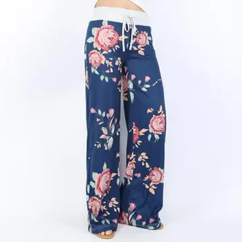 Pantalones sueltos mujer de con estampado Ziedu con cordn 2020. gadam Gadījuma pantalones de pierna ancha chndal de verano para mujer