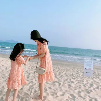 Vecāku bērnu 2020. gada vasarā jaunu korejiešu meiteņu dobi izšūti princešu svārki svētku kleita māte kleita