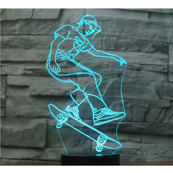 [Septiņu Neona]Tekni mežacūku Slidotājs Akrila 7Colors Galda Lampas, 3D Lampas Jaunums Led Nakts Gaisma Millennium Falcon Gaismas