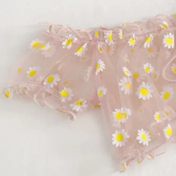 Daisy Drukāt Mežģīnes Viedokļa Apakšveļas Komplekts Bowknot Strapless Bra Sandales Apakšveļas Komplekts Sievietēm, Erotiskā Sleepwear Pidžamas