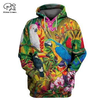 Papagailis Vīrieši / Sievietes 3D drukas gadījuma hoodies zvirbulis, dzīvnieku, putnu pelēkā vārna Harajuku Papagailis sporta krekls Hoodies / sporta Krekls 7XL