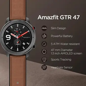 Noliktavā Jaunas 2019 Amazfit VTN 47mm Smart Skatīties 24Days Akumulatora 5ATM Ūdensizturīgs Smartwatch Mūzikas Vadības Globālo Versiju
