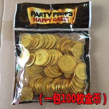 100Pcs/set Pirātu Zelta Monētas, Rotaļu Monētu Spēles Monētas Apšuvuma S Zelta Monētas 35mm*1.9 mm pokera žetonu komplekts