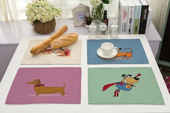 Karikatūra Dachshund Suns Dzīvnieku Drukas Placemat Dzērienu Paliktņi Mājas Piederumi Virtuves Vietā Paklāji Pusdienu Galda Bar Pad Paklājiņš