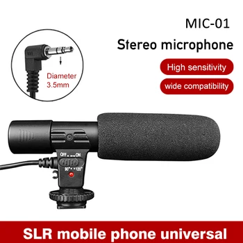 MIC-01 Stereo Videokamera, Mikrofons DSLR Kameras Microfone par Nikon Canon Fotokameru, Datoru, DATORU, Mobilo Telefonu, Mic, Lai Xiaomi iphone