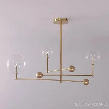 Amerikāņu Minimālisma Zelta Lustras Mākslas Ģeometrija Dizaina Hanglamp Radošo Ģeometriskās Līnijas Dzelzs Apgaismojums Dzīvojamā Istabā G9