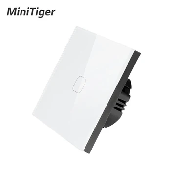 MiniTiger ES/UK standarta Touch Switch Balta Kristāla, Stikla Panel Touch Slēdzis 1 Banda 1 Veids, Gaismas Sienas Tikai Pieskarties Funkcijas Slēdzi