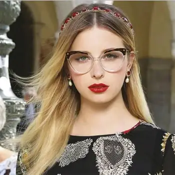 Brilles caurspīdīga sieviešu rāmja brilles Vintage Kaķa acs skaidrs, viltus brilles rāmis sievietēm Retro Ziedu Briļļu Rāmis Sieviete