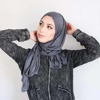 Soild krāsa elastīgs džersija hijab šalle musulmaņu sieviešu kokvilnas lakatu islāma galvas soft wraps turban hijabs dāma galvas vāka