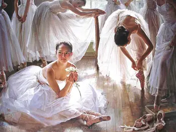 Prasme Ķīnas Gleznotājs Roku darbs Baleta Dejotājs, Eļļas Glezna uz Audekla Augstas Kvalitātes Deju zālē Attēls Gleznu Mājas Dekoru