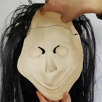 Biedējošu Momo Hakeru Kostīmu Spēle Sejas Maska ar Gariem Matiem Briesmīgs Lateksa Masku Halloween Puse Maska Pieaugušajiem Kostīms Puse