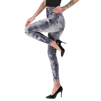 2019 Sievietēm Jaunā Modes Classic Stretchy Slim Zeķes Sexy Imitācija Jean Izdilis Jeggings Izdilis Bikses, Liela Izmēra Gruntis Karstā Pārdošanas