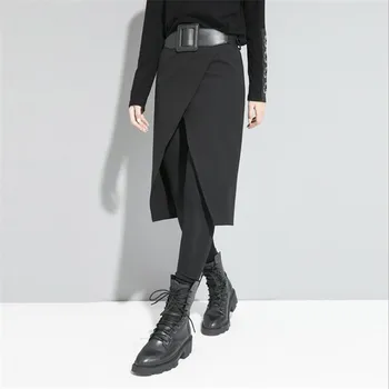 Augstas kvalitātes pavasara rudens Zīmuli Bikses gadījuma bikses stretchy legingiem + svārki + josta divi sexy Black zeķes bikses