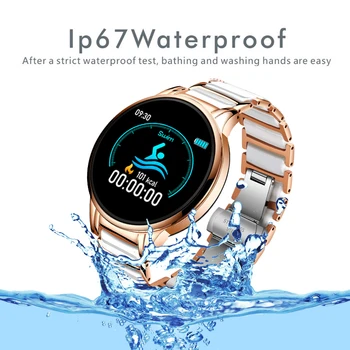 LIGE Jaunā Luksusa Smart skatīties Sieviešu Sirdsdarbības Ātrums, asinsspiediens, Sporta Multi-funkciju IOS Android Keramikas Siksna Dāmas Smartwatch